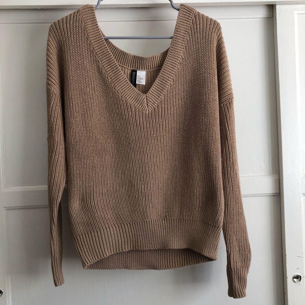 Tan V-neck Sweater